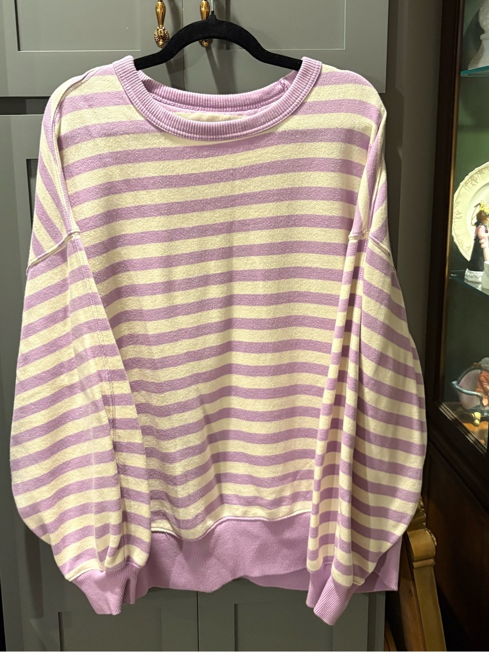 Aerie Lavender and Cream Striped Sweatshirt